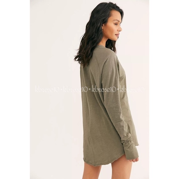 Free People We The Free Arden Long Sleeve Shirt Washed Army NWOT Size Large - Picture 4 of 8
